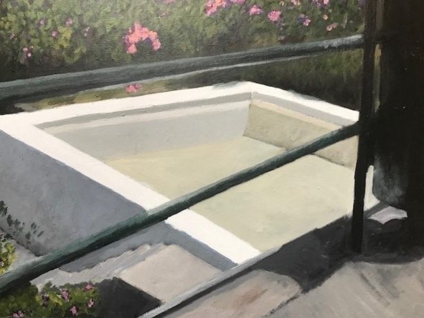 Rhodos: het verlaten zwembad van Lindos